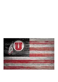 NCAA Utah Utes 11 in x 19 in Distressed Flag Sign 
