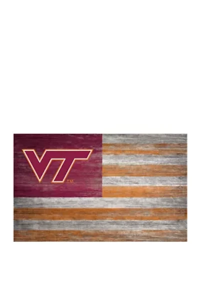  NCAA Virginia Tech Hokies 11 in x 19 in Distressed Flag Sign
