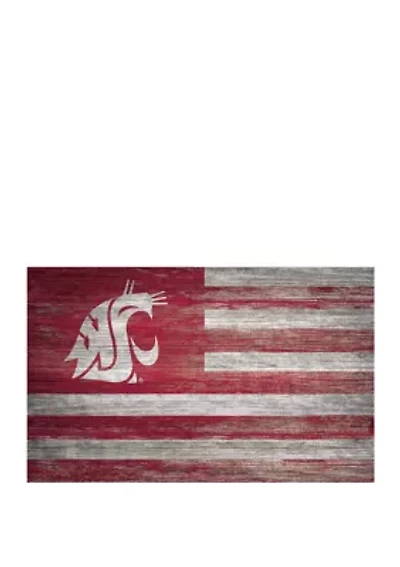 NCAA Washington State Cougars 11 in x 19 in Distressed Flag Sign