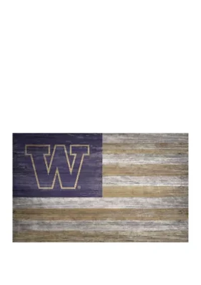 NCAA Washington Huskies 11 in x 19 in Distressed Flag Sign