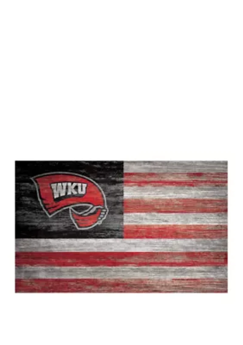 NCAA Western Kentucky Hilltoppers 11 in x 19 in Distressed Flag Sign