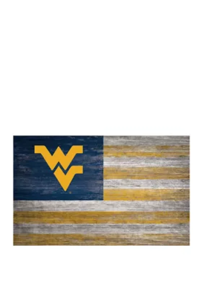 NCAA West Virginia Mountaineers 11 in x 19 in Distressed Flag Sign