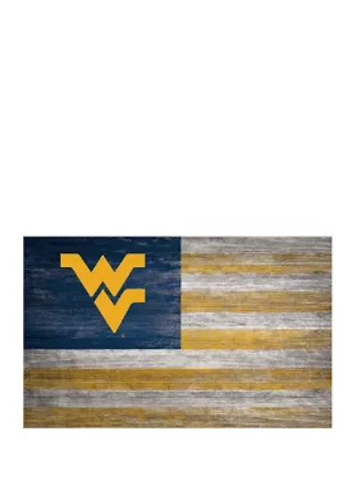 NCAA West Virginia Mountaineers 11 in x 19 in Distressed Flag Sign