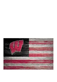 NCAA Wisconsin Badgers 11 in x 19 in Distressed Flag Sign