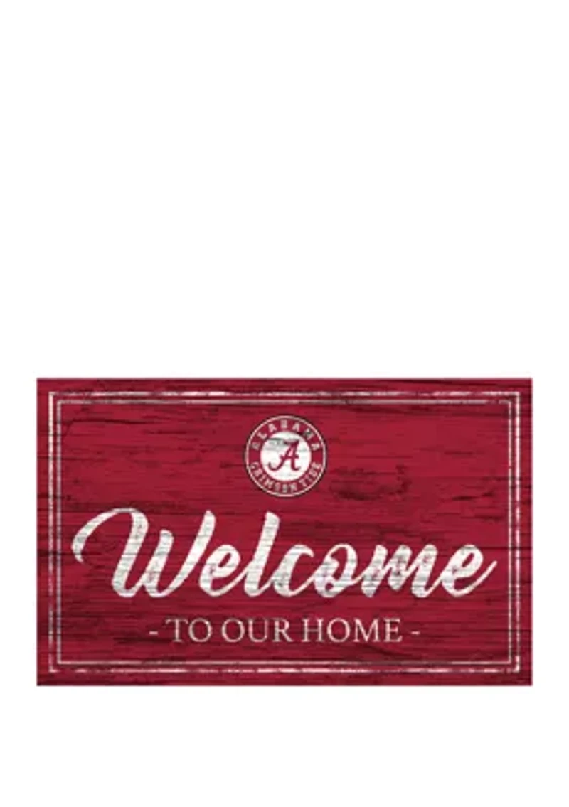 NCAA University of Alabama Crimson Tide 11 in x 19 in Team Color Welcome Sign
