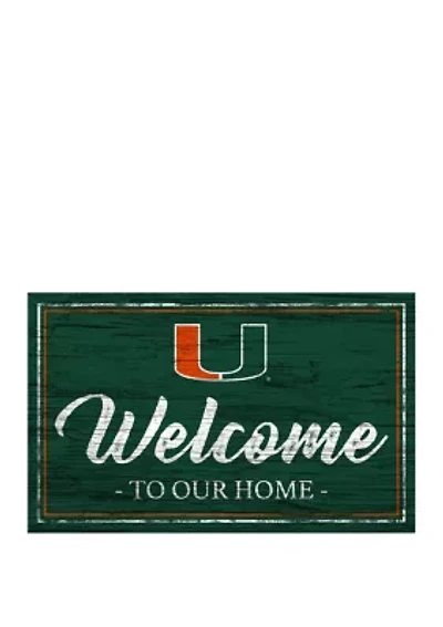 NCAA Miami Hurricanes 11 in x 19 in Team Color Welcome Sign