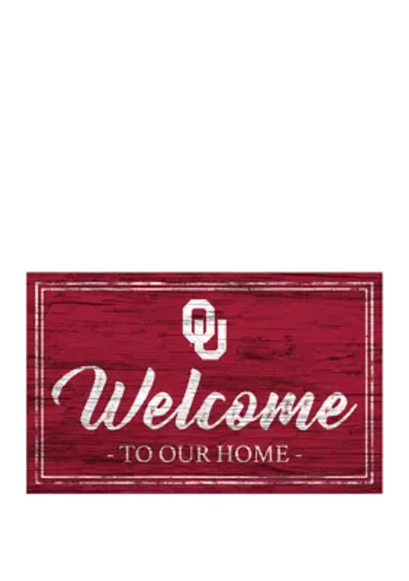 NCAA University of Oklahoma Sooners 11 Inch x 19 Inch Team Color Welcome Sign