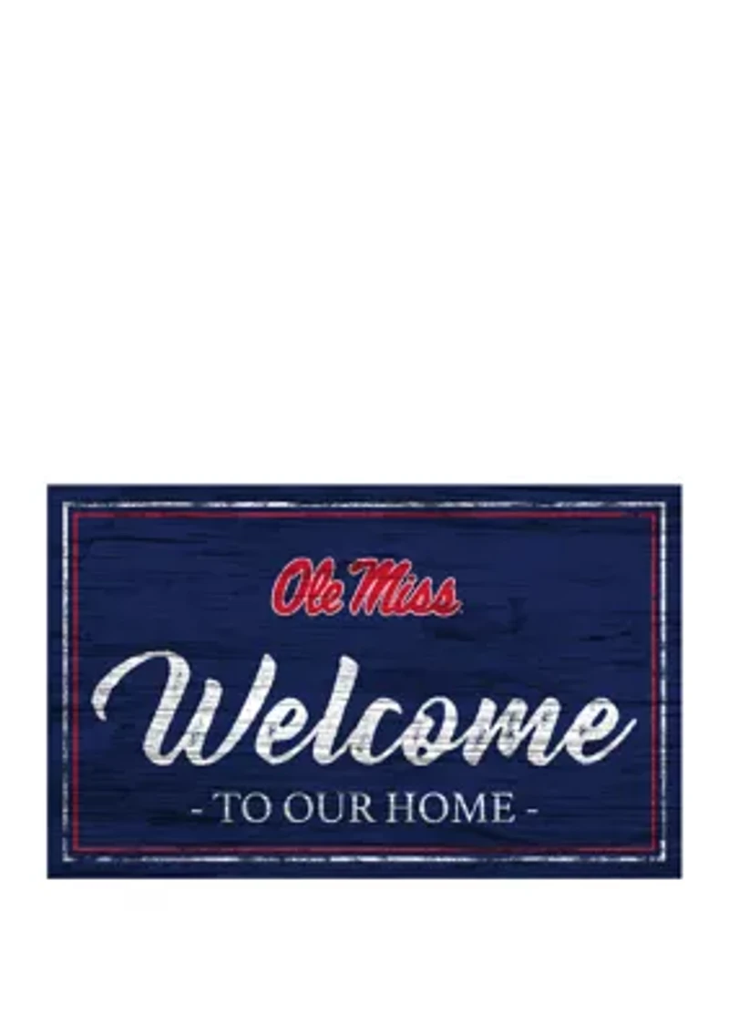 NCAA Ole Miss Rebels  11 Inch x 19 Inch Team Color Welcome Sign