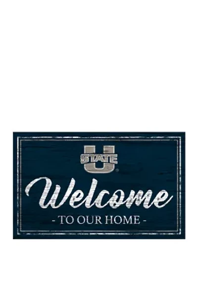 NCAA Utah State Aggies 11 in x 19 in Team Color Welcome Sign