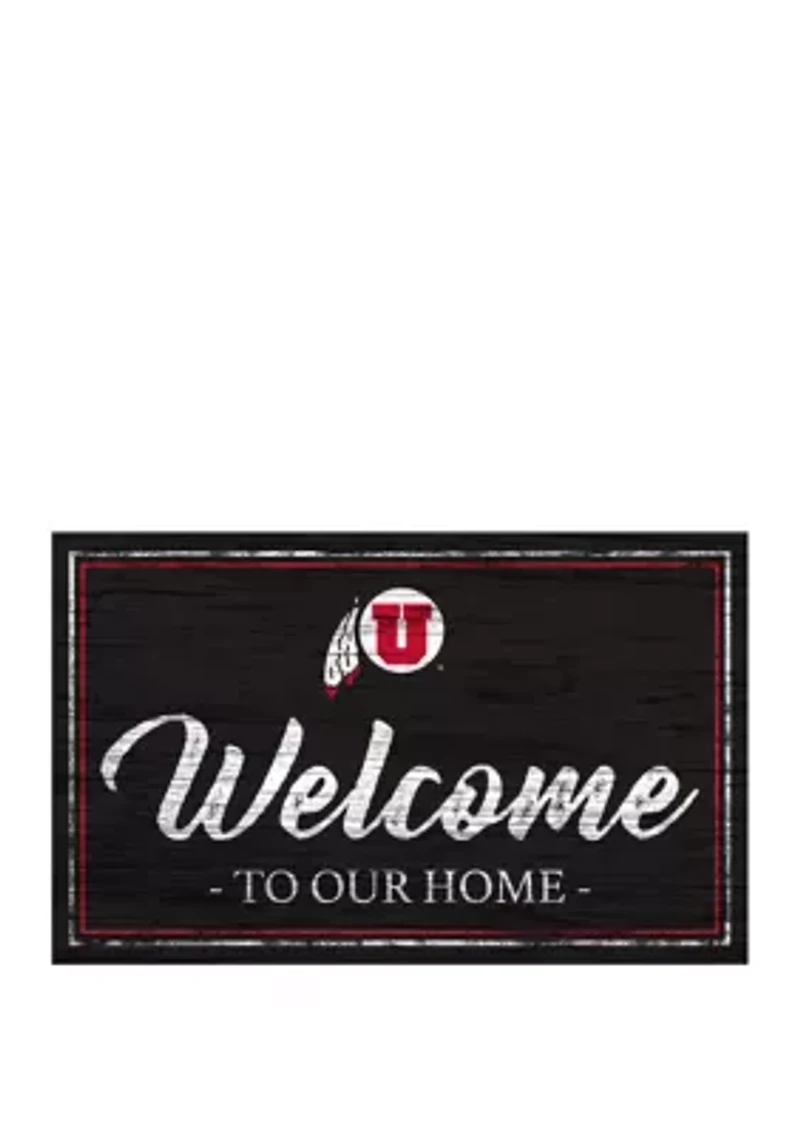 NCAA Utah Utes 11 in x 19 in Team Color Welcome Sign