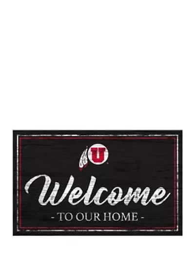 NCAA Utah Utes 11 in x 19 in Team Color Welcome  Sign
