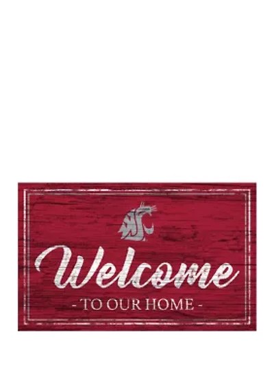 NCAA Washington State Cougars 11 in x 19 in Team Color Welcome Sign