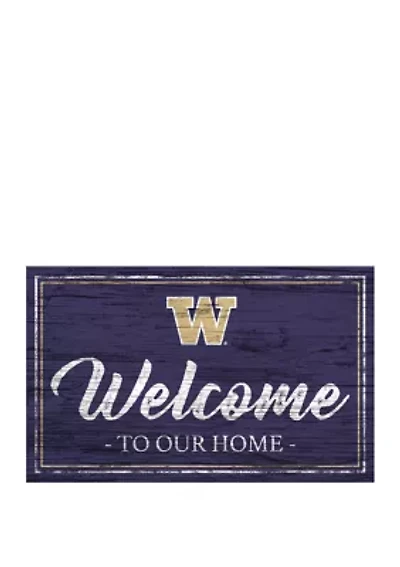 NCAA Washington Huskies 11 in x 19 in Team Color Welcome Sign