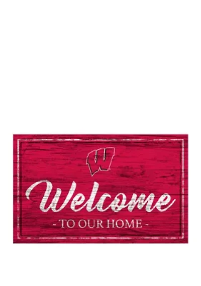 NCAA University of Wisconsin Badgers 11 in x 19 in Team Color Welcome Sign