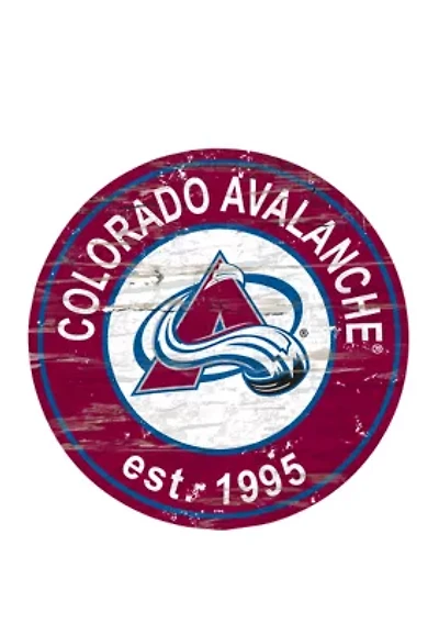 NHL Colorado Avalanche Distressed Round Sign