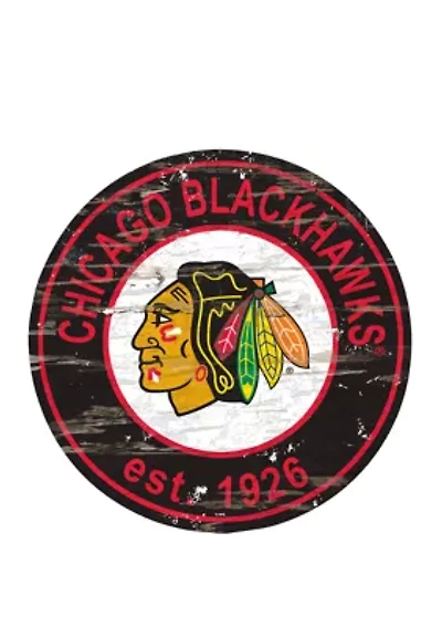 NHL Chicago Blackhawks Distressed Round Sign