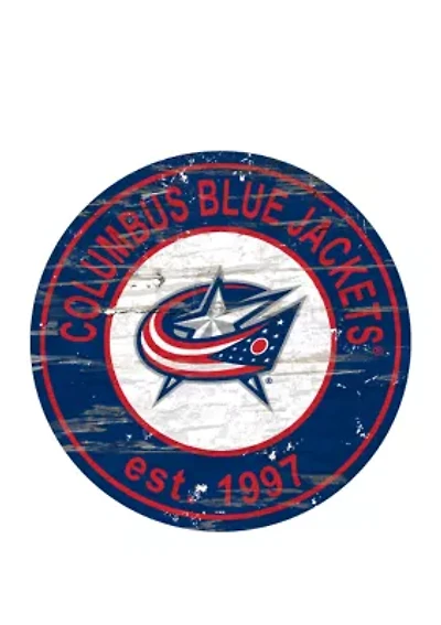NHL Columbus Blue Jackets Distressed Round Sign