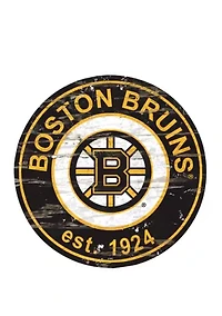 NHL Boston Bruins Distressed Round Sign
