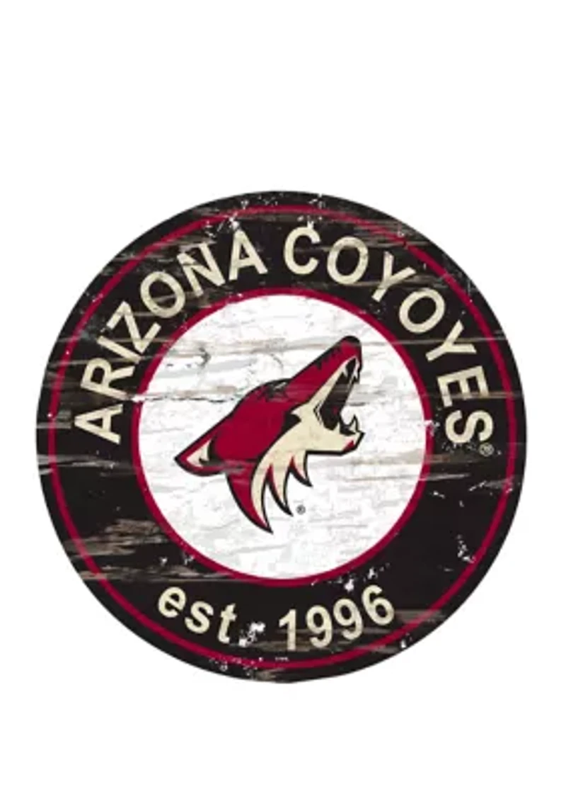 NHL Arizona Coyotes Distressed Round Sign