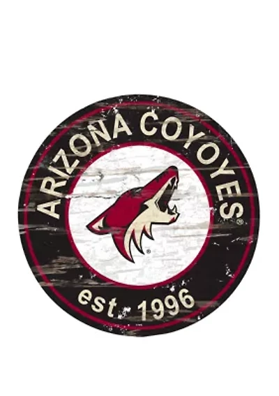 NHL Arizona Coyotes Distressed Round Sign