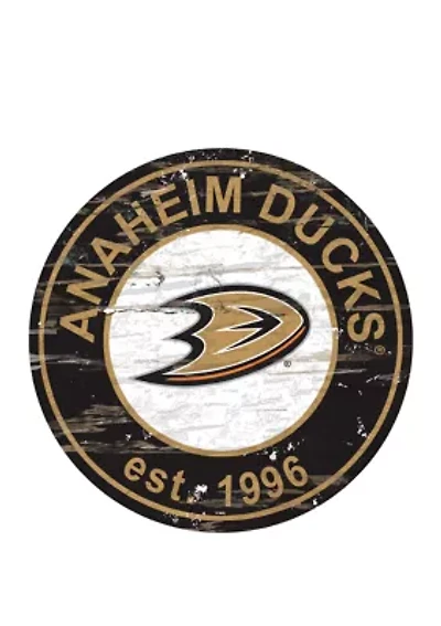 NHL Anaheim Ducks Distressed Round Sign