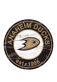 NHL Anaheim Ducks Distressed Round Sign