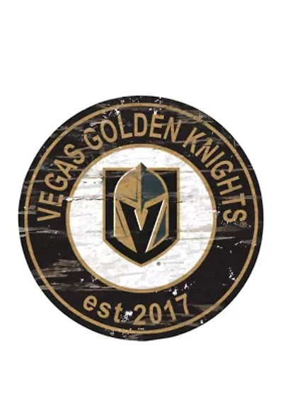 NHL Vegas Golden Knights Distressed Round Sign