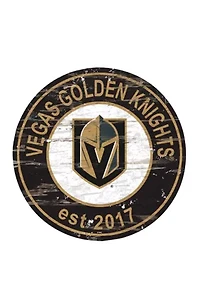 NHL Vegas Golden Knights Distressed Round Sign