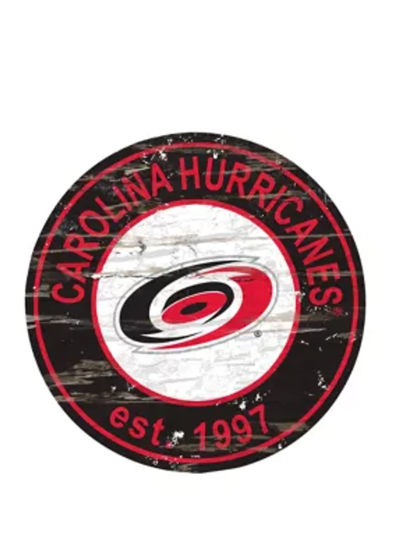 NHL Carolina Hurricanes Distressed Round Sign