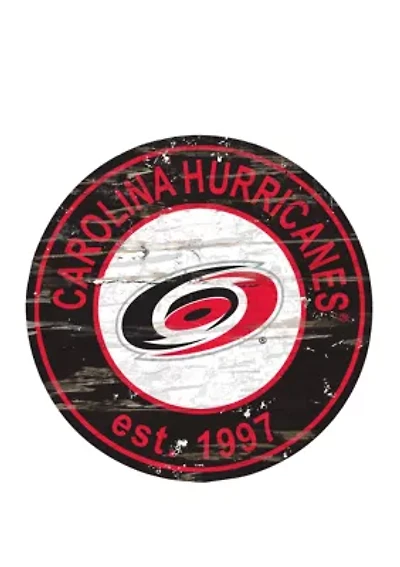 NHL Carolina Hurricanes Distressed Round Sign