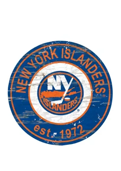 NHL New York Islanders Distressed Round Sign