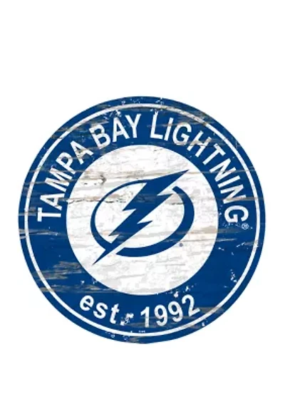 NHL Tampa Bay Lightning Distressed Round Sign