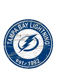 NHL Tampa Bay Lightning Distressed Round Sign