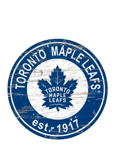 NHL Toronto Maple Leafs Distressed Round Sign