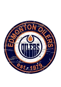 NHL Edmonton Oilers Distressed Round Sign