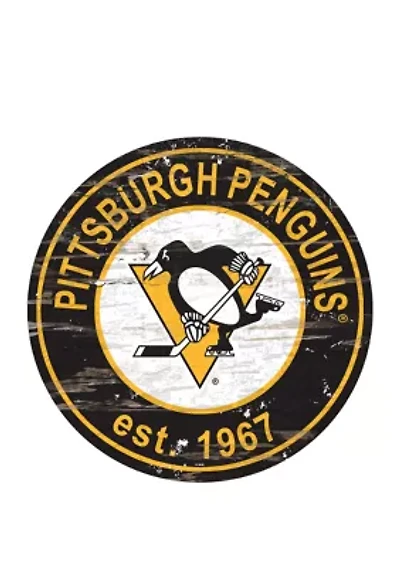 NHL Pittsburgh Penguins Distressed Round Sign