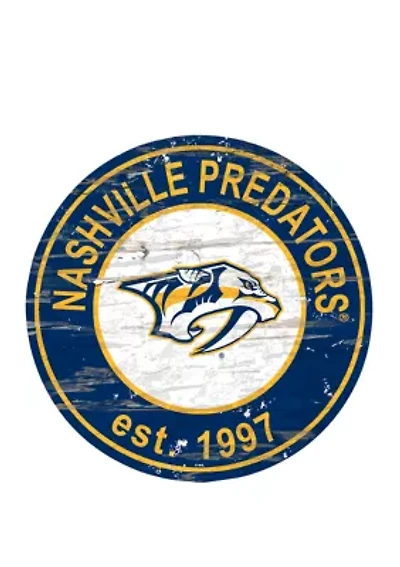 NHL Nashville Predators Distressed Round Sign