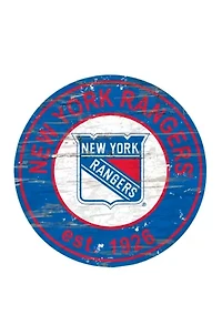 NHL New York Rangers Distressed Round Sign