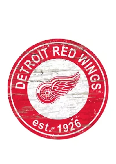 NHL Detroit Red Wings Distressed Round Sign