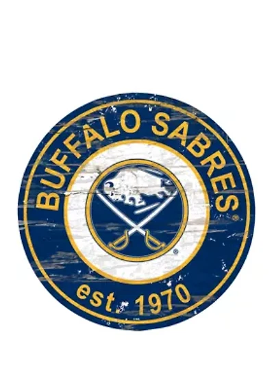 NHL Buffalo Sabres Distressed Round Sign