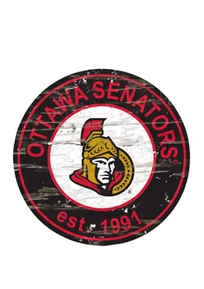 NHL Ottawa Senators Distressed Round Sign
