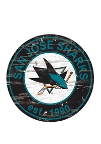 NHL San Jose Sharks Distressed Round Sign