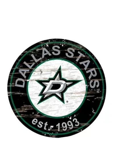 NHL Dallas Stars Distressed Round Sign