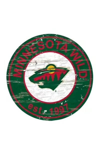 NHL Minnesota Wild Distressed Round Sign