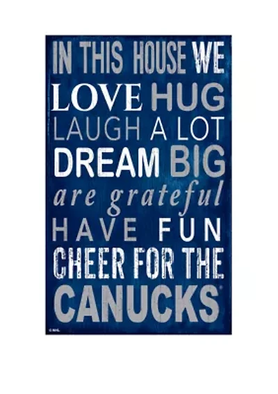 NHL Vancouver Canucks 11 in x 19 in In This House Sign