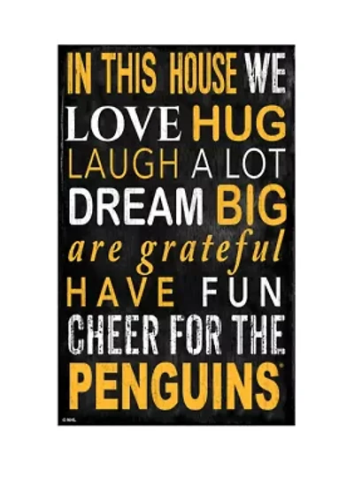NHL Pittsburgh Penguins 11 in x 19 in In This House Sign