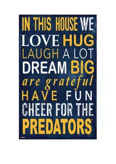NHL Nashville Predators 11 in x 19 in In This House Sign