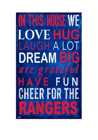 NHL New York Rangers 11 in x 19 in In This House Sign