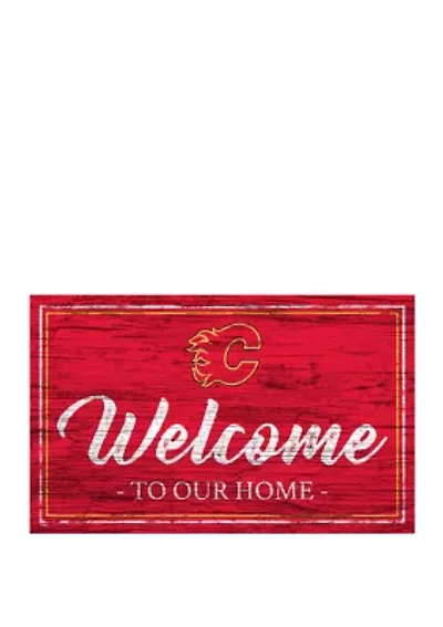 NHL Calgary Flames 11 in x 19 in Team Color Welcome Sign
