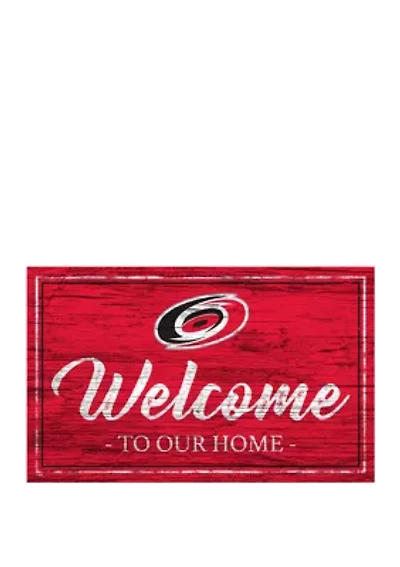 NHL Carolina Hurricanes 11 in x 19 in Team Color Welcome Sign